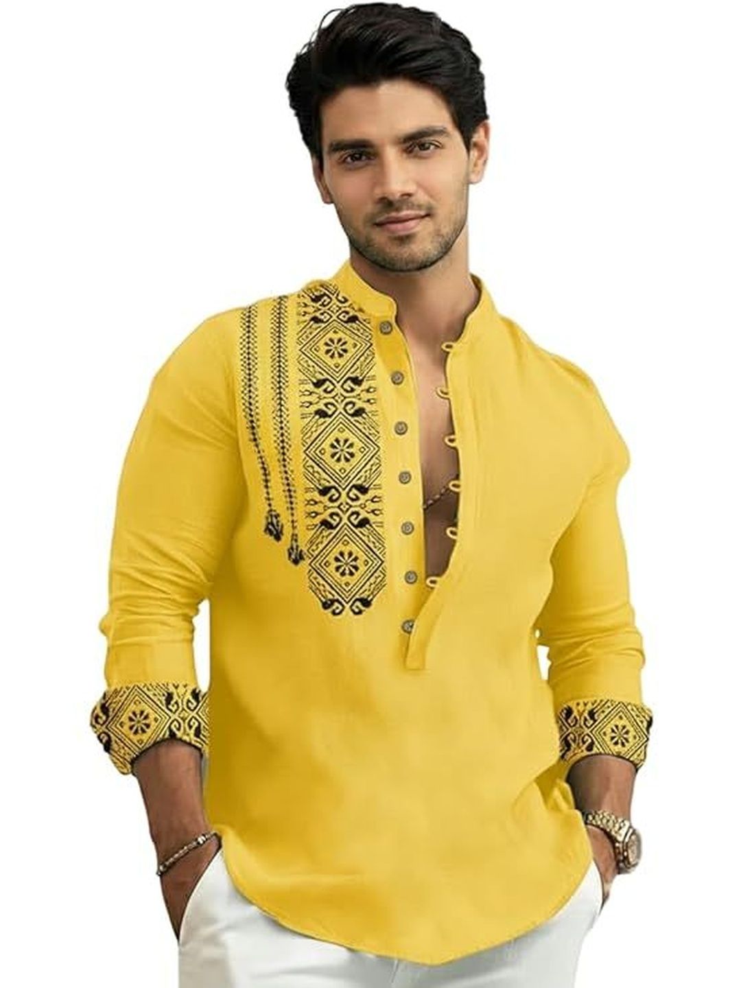 Deelmo Deelmo Men Geometric Printed Kurta