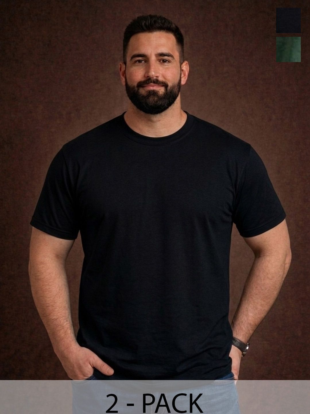 Davno Men Plus Size Round Neck Cotton Combo Pack Of 2 Regular Fit Casual Basic T-shirts