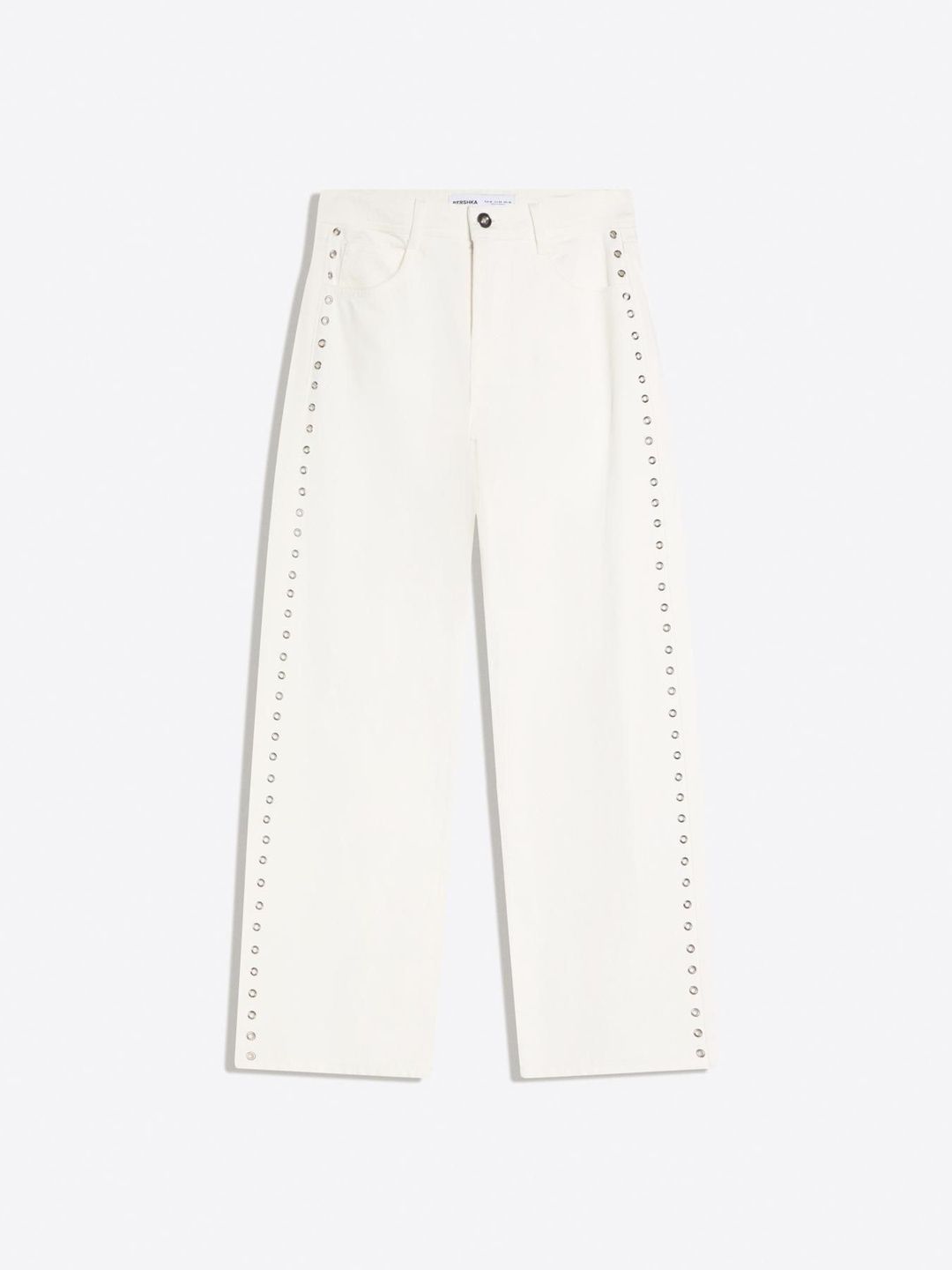 Low-rise Studded Pure Cotton Baggy Jeans