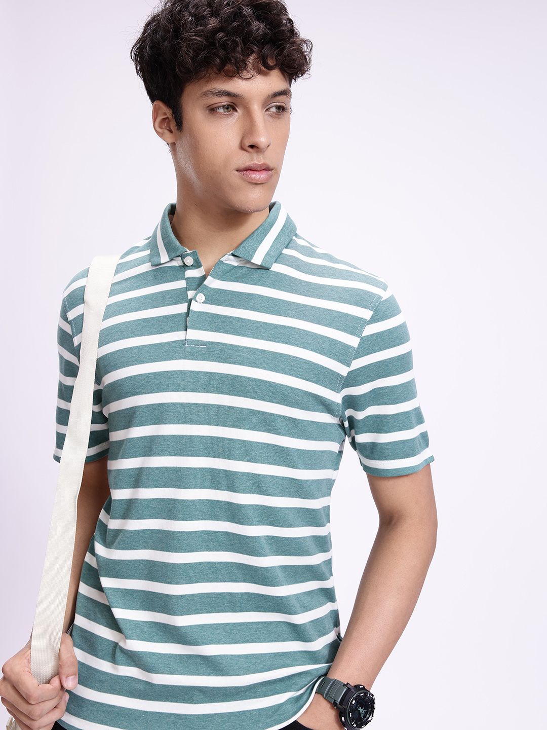 Kook N Keech Men Striped Golf  Polo Collar T-shirt