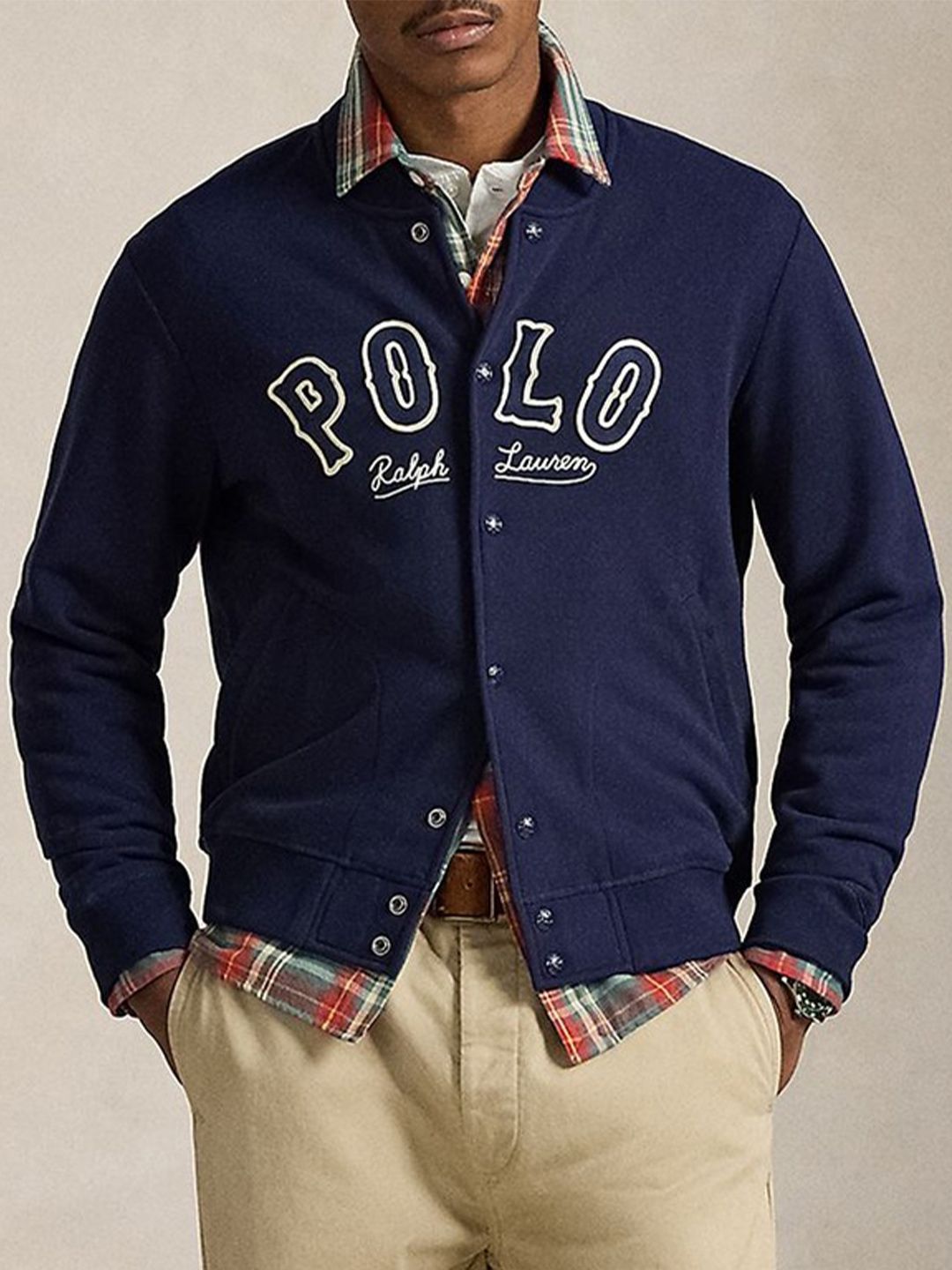 Polo Ralph Lauren Brand Logo Printed Mock Collar Bomber Jacket