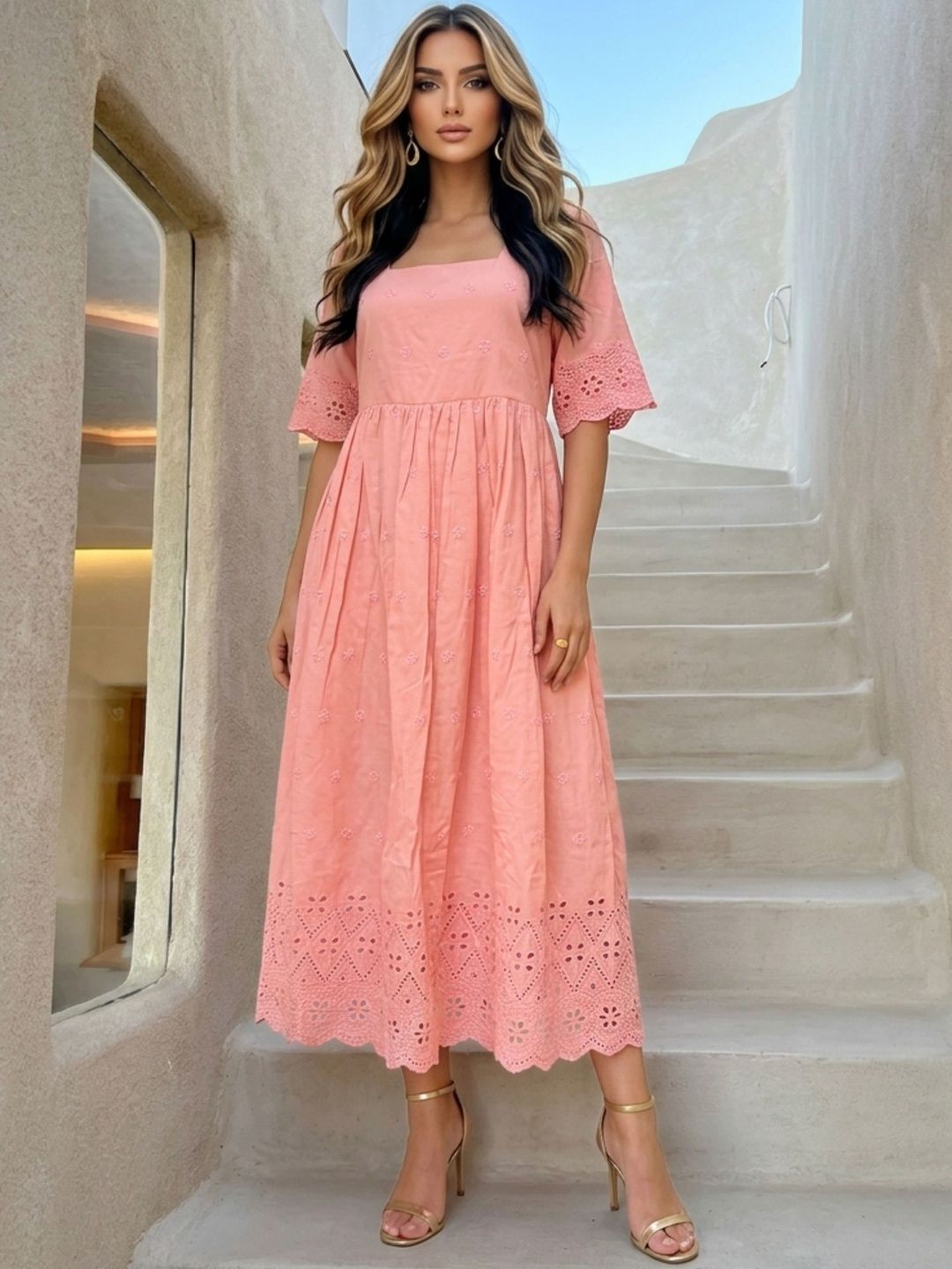 Royal Export Floral Print Fit & Flare Midi Dress