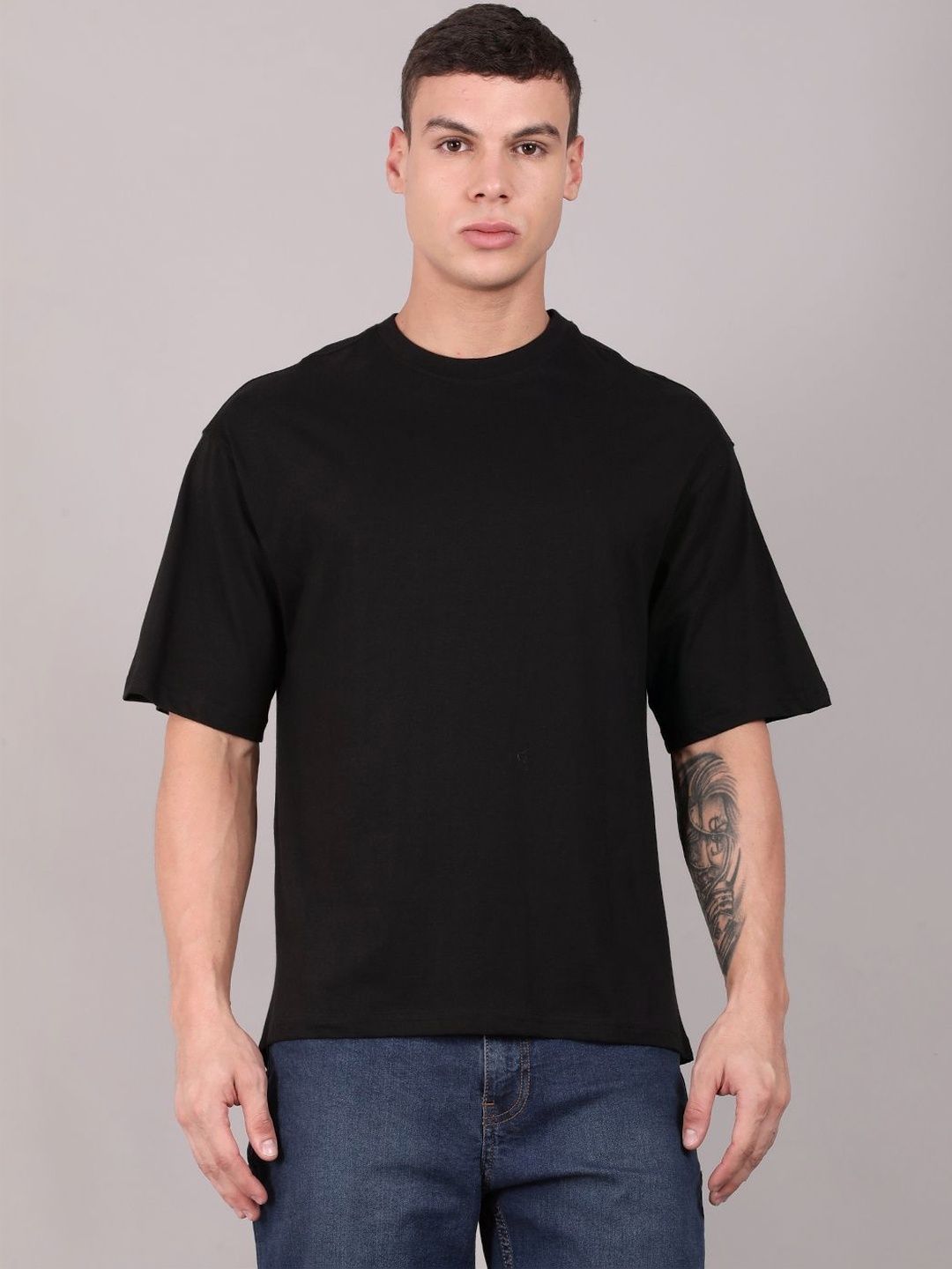 The Roadster Lifestyle Co. Printed Round Neck Oversized Tshirts