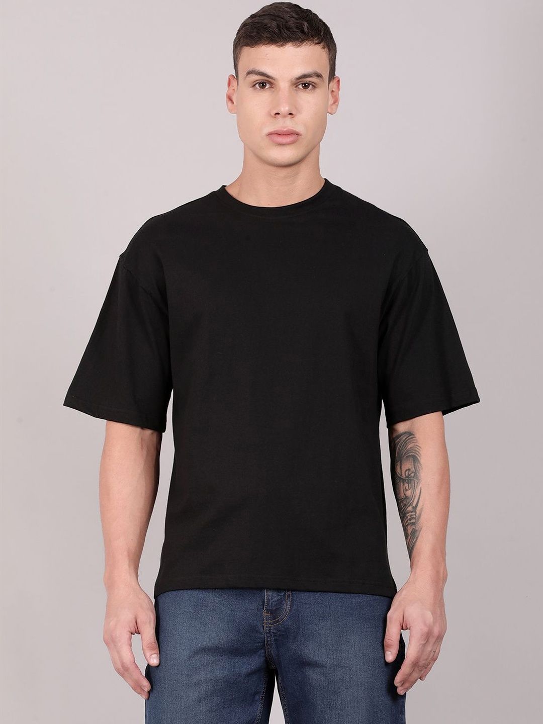 The Roadster Lifestyle Co Printed Round Neck Oversized Tshirts