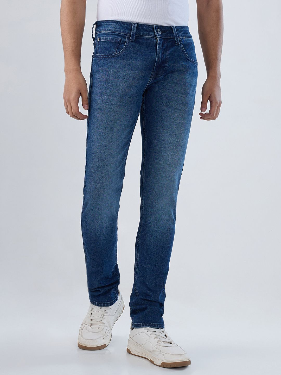 Men Slim Fit Low-Rise Jeans SPYKAR Men Skinny Slim Fit Low-Rise Heavy Fade Stretchable Jeans