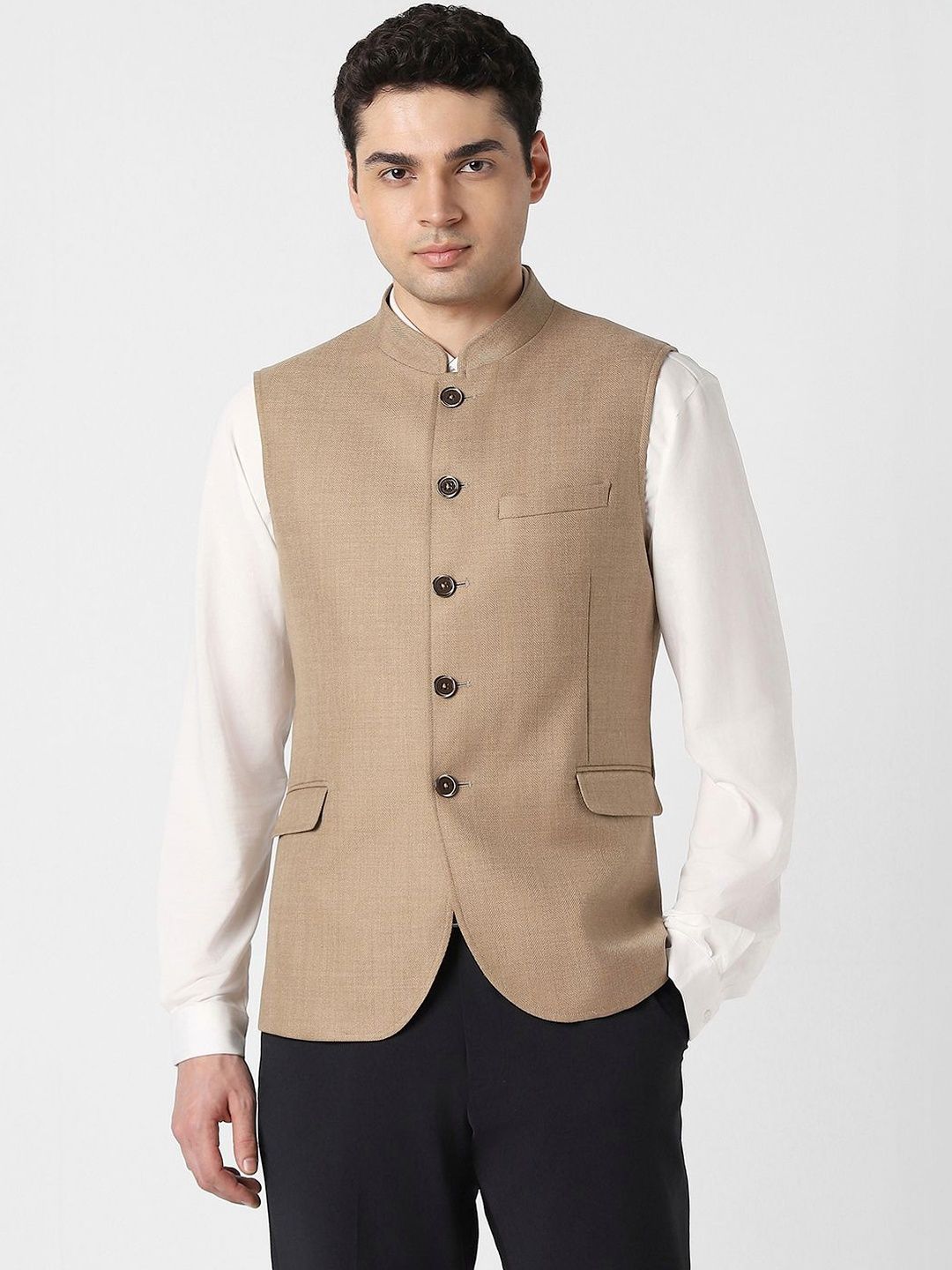 Peter England Elite Woven Nehru Jackets