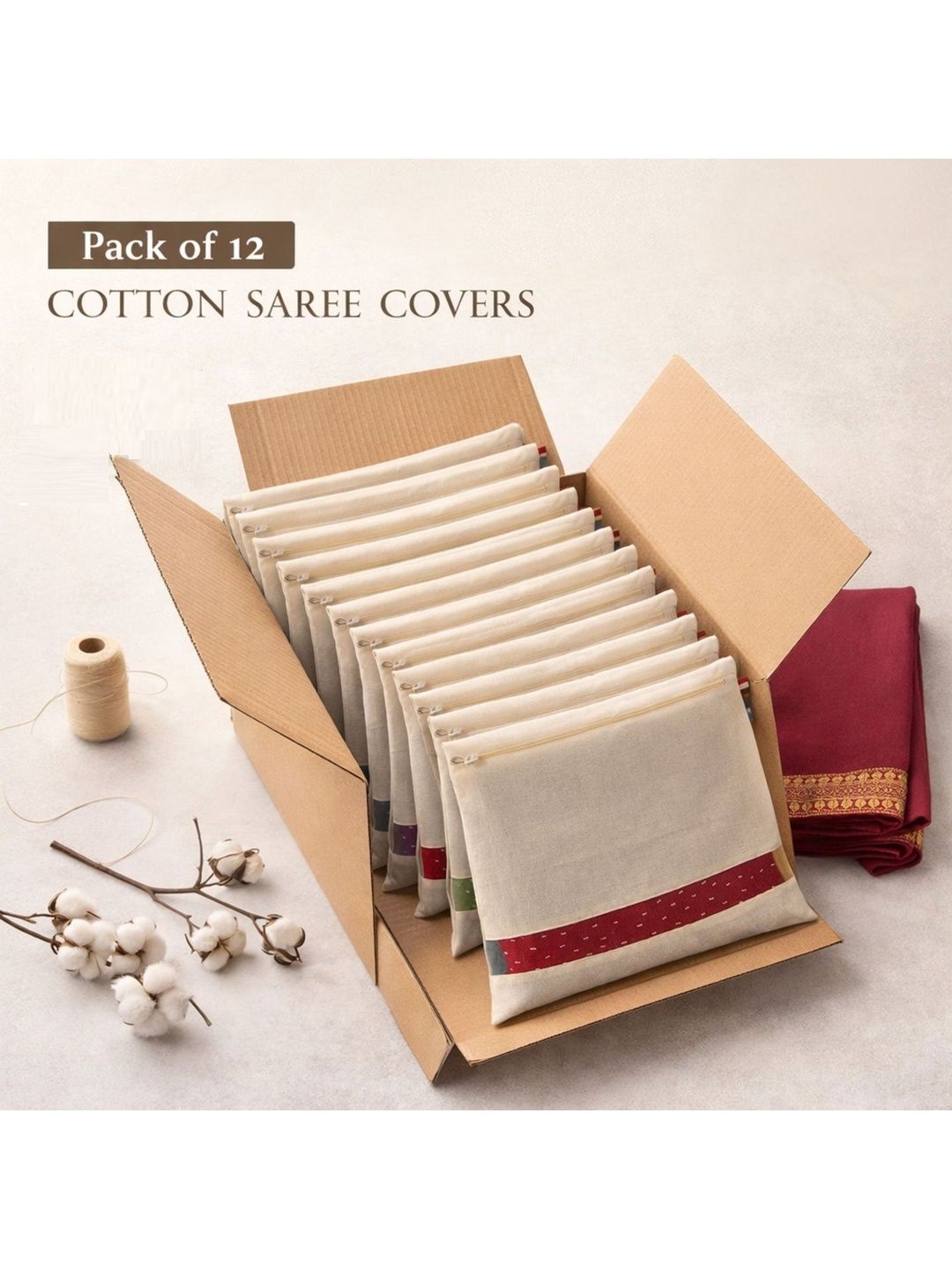 KESARI COLLECTION 12 Pieces Solid Zipper Storage Saree Cover
