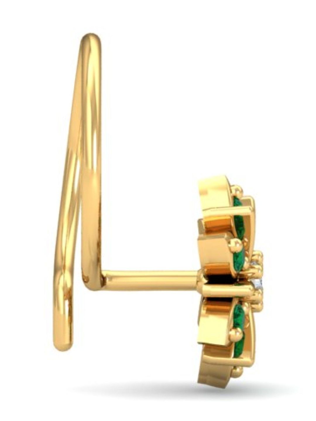 KUBERBOX 18 Kt Gold Diamond Studded Nose Pin- 0.65g
