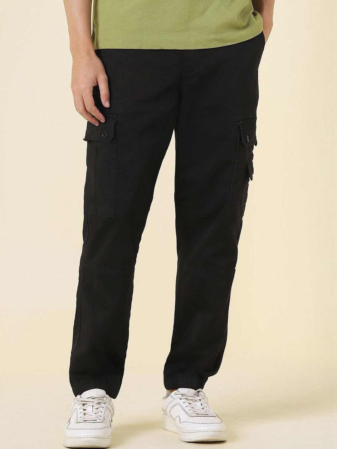 Allen Solly Men Solid Black Jogger Pants deal from myntra
