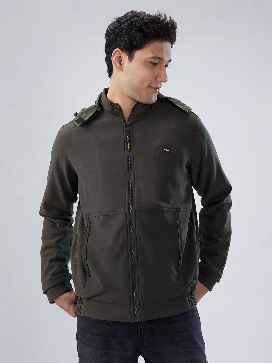 SPYKAR Long Sleeves Hooded Bomber Jacket
