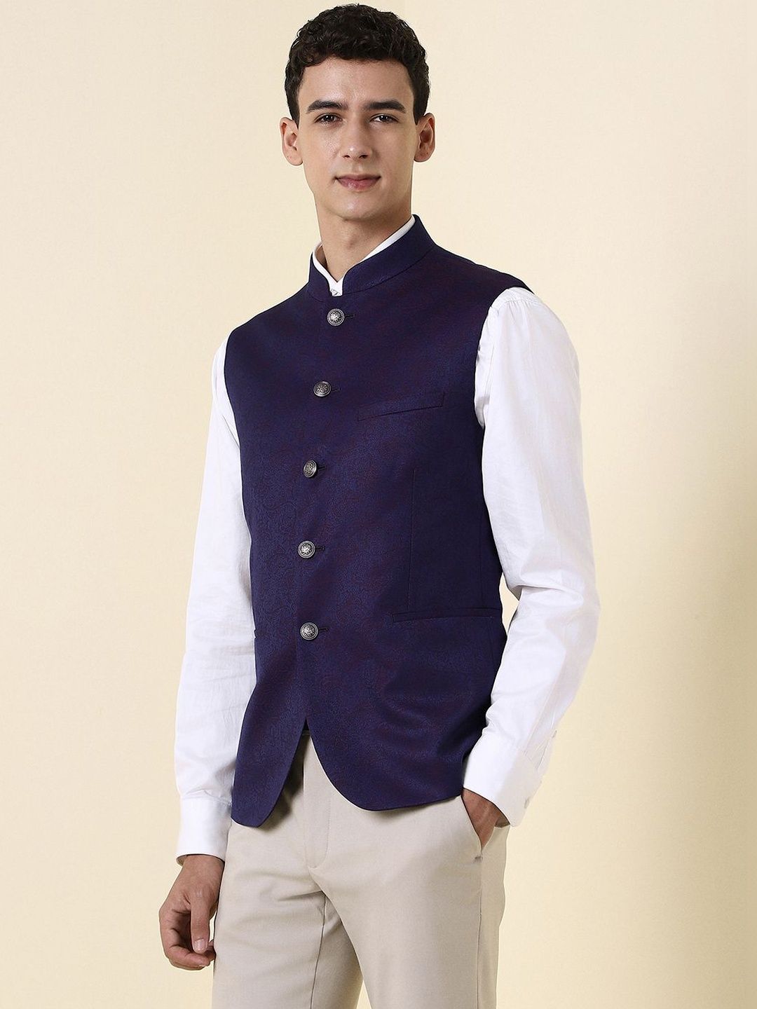 Allen Solly Woven Nehru Jackets