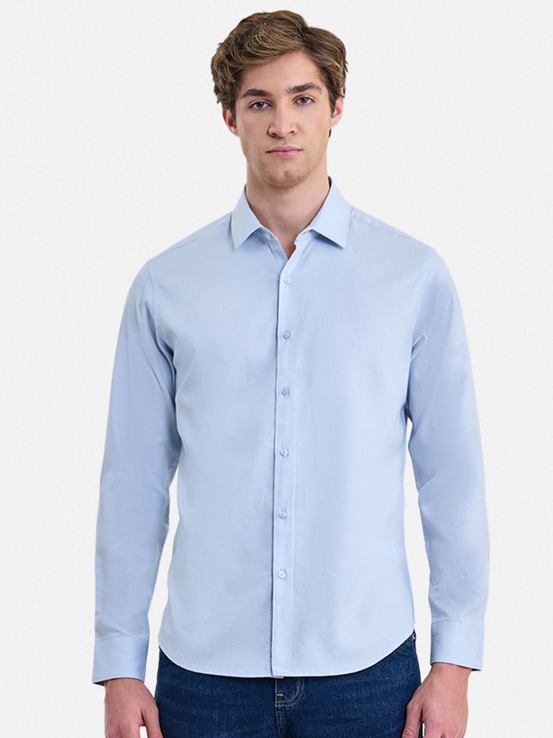 Snitch Spread Collar Long Sleeves Pure Cotton Shirt
