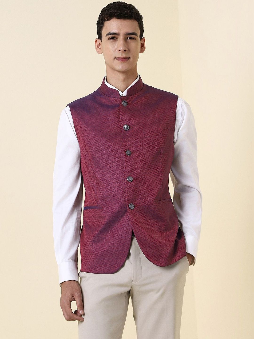 Allen Solly Polyviscose Woven Nehru Jackets