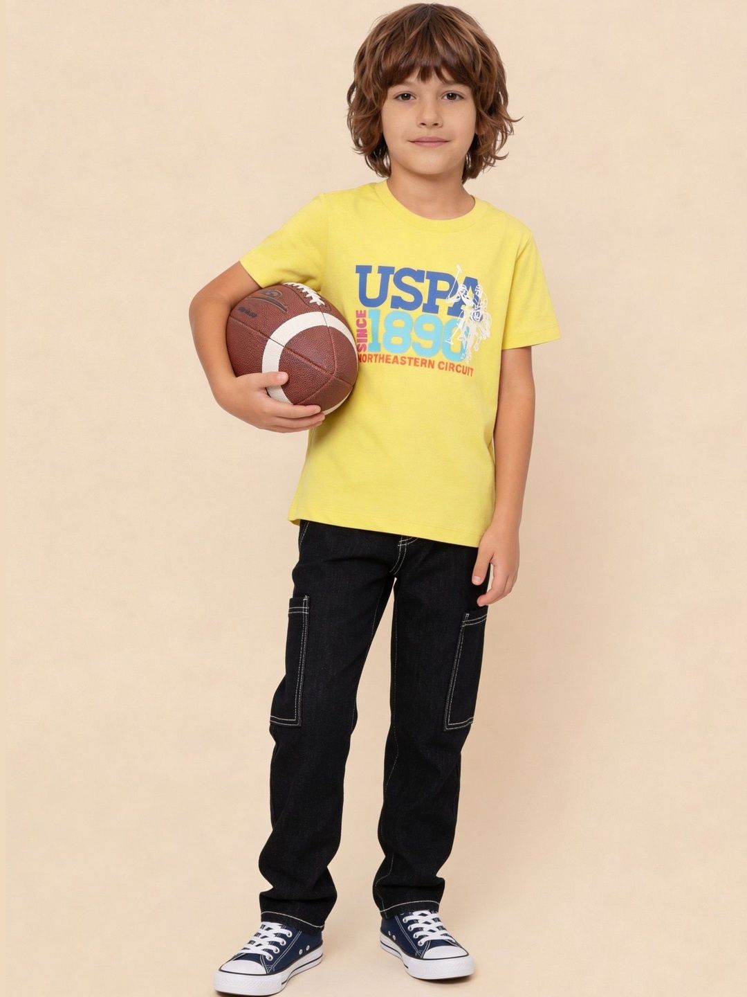 U.S. Polo Assn. Kids U.S. Polo Assn. Kids Boys Graphic Brand Printed Regular Fit Tshirts