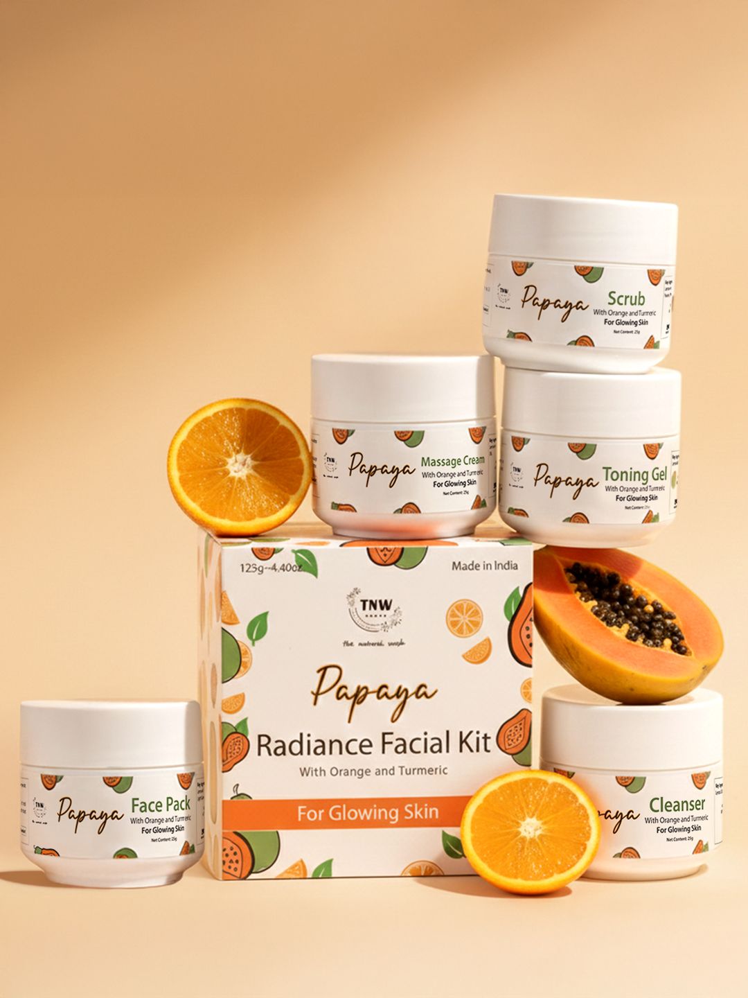 TNW the natural wash Papaya Facial Kit with Orange & Turmeric for Glowing Skin - 125g