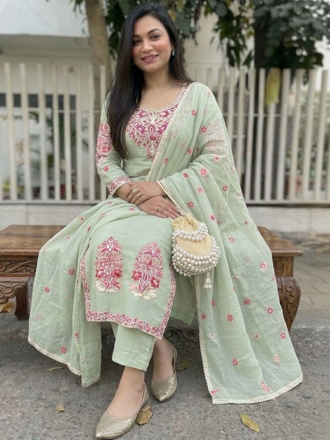 Anni Designer Women Embroidered Regular Kurta with Trousers & With Dupatta