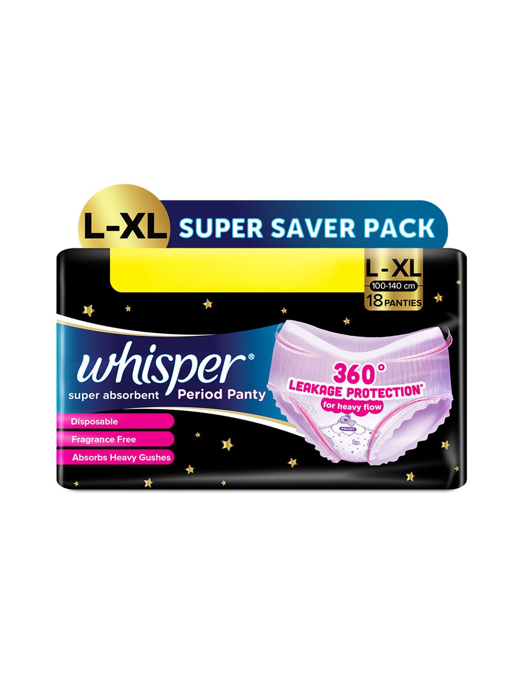 Whisper Whisper Super Absorbent Period Panty - 18 L-XL Pants