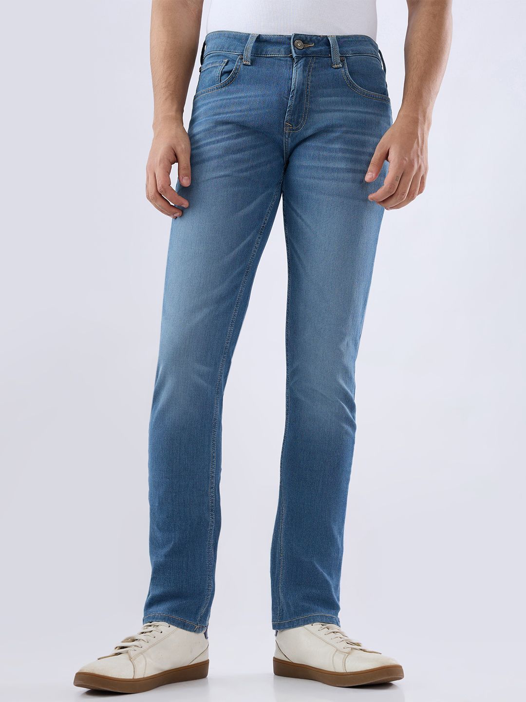 SPYKAR Men Skinny Fit Mid-Rise Light Fade Clean Look Stretchable Jeans