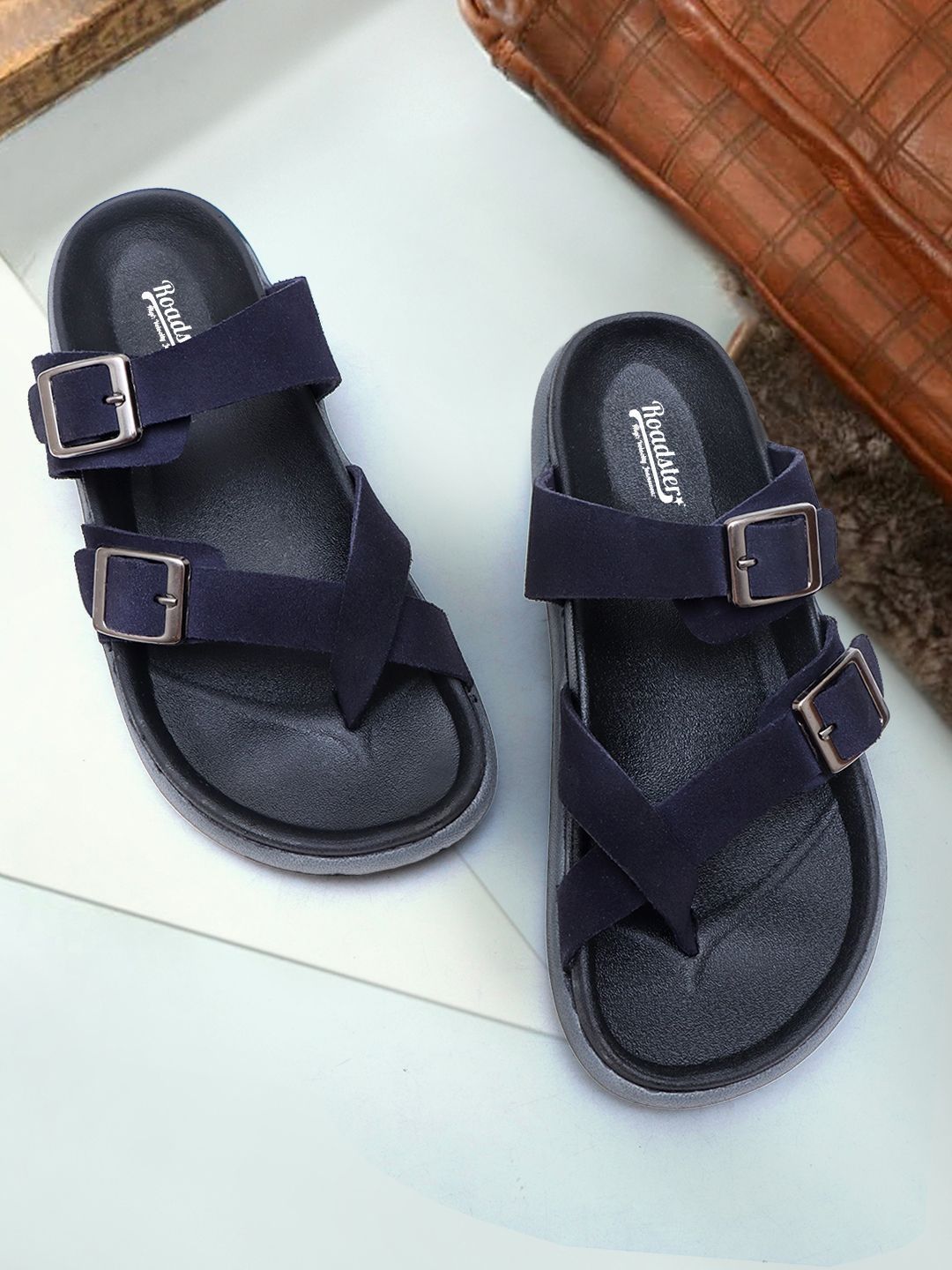 The Roadster Lifestyle Co Men Leather Slip-On  Sandals