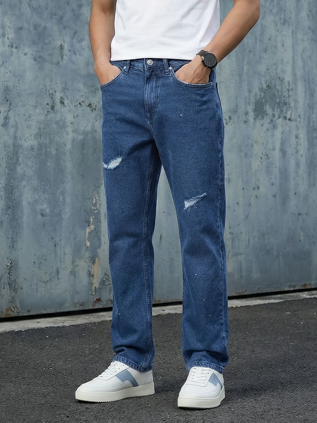 Aeropostale Men Relaxed Fit Mid-Rise Light Fade Printed Stretchable Jeans