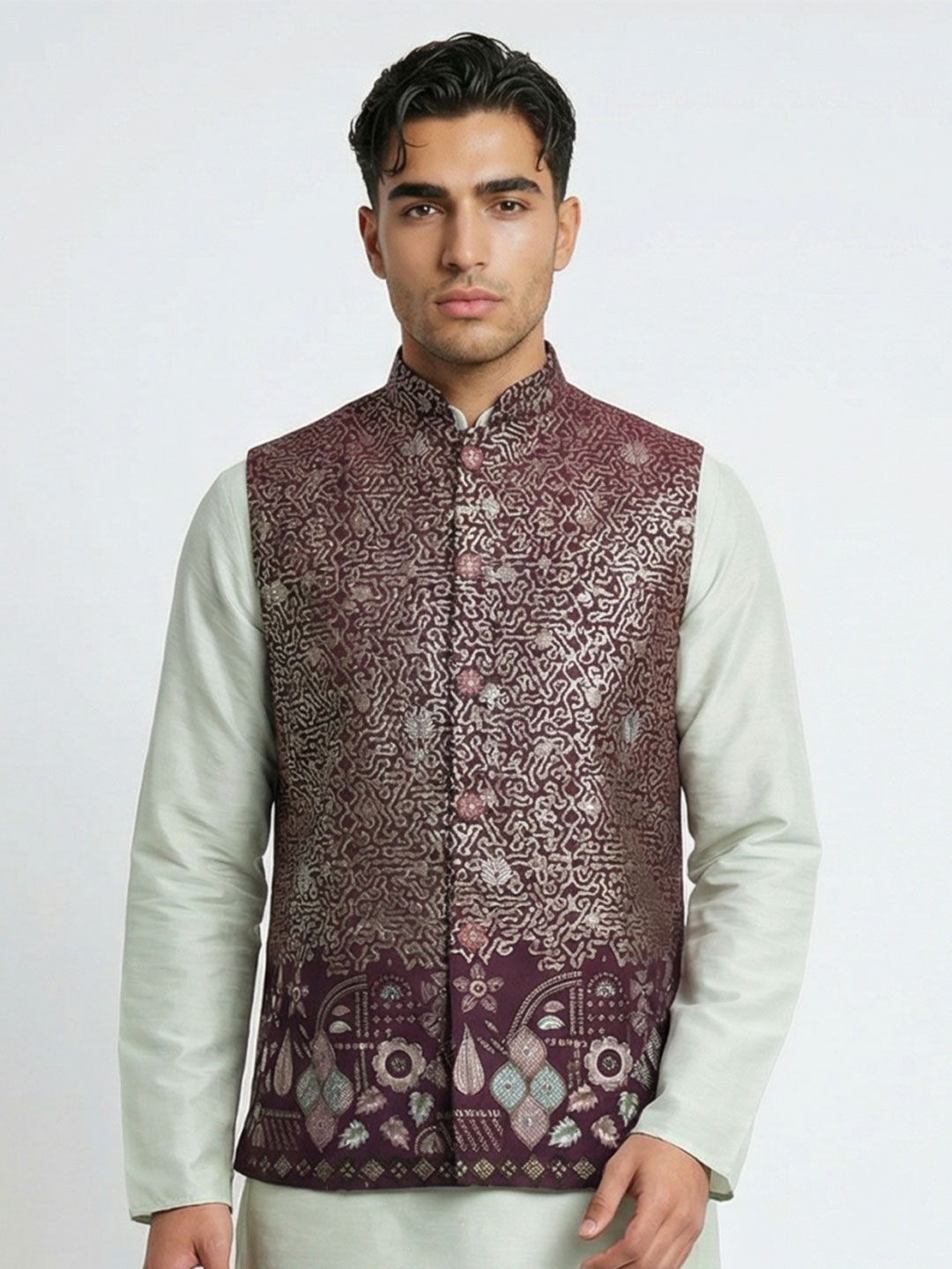HERE&NOW Woven Design Nehru Jackets
