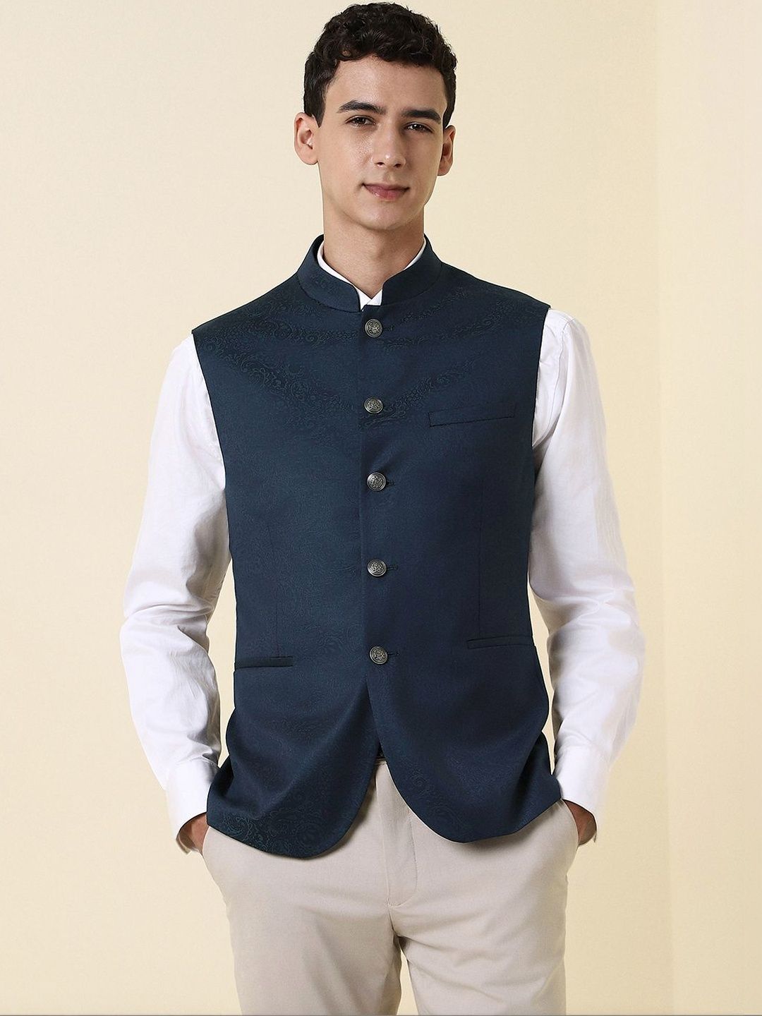Allen Solly Printed Woven Nehru Jackets