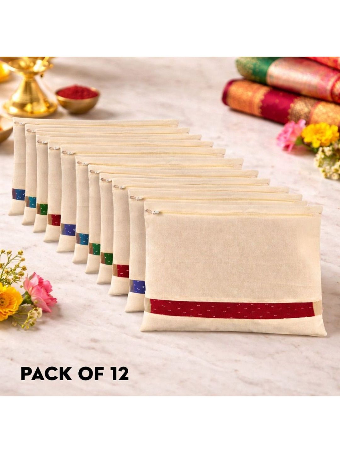 KESARI COLLECTION 12 Pieces Digital Printed Zipper Storage Saree Cover
