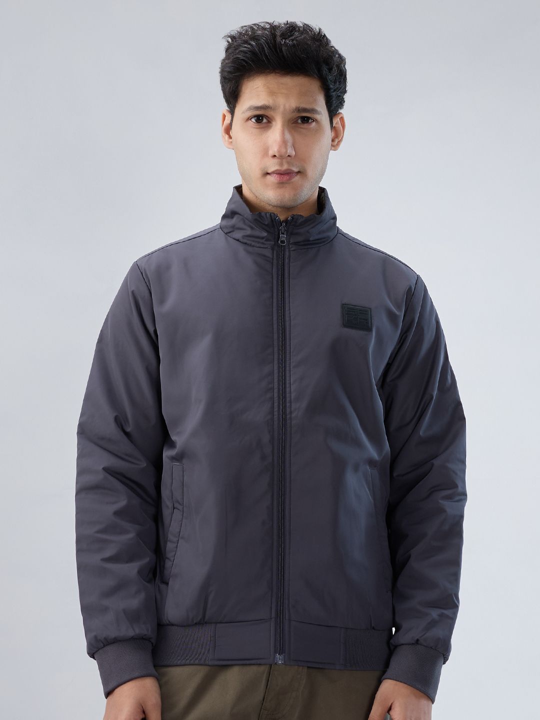 SPYKAR Men Mock Collar Solid Casual Bomber Jacket