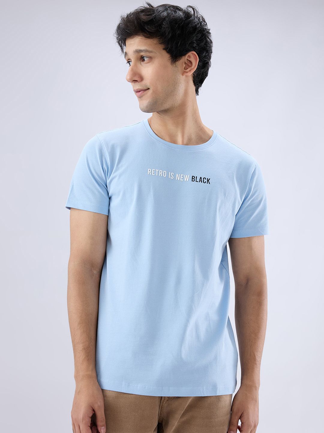 SPYKAR Typography Printed Round Neck Slim Fit Cotton Casual T-shirt