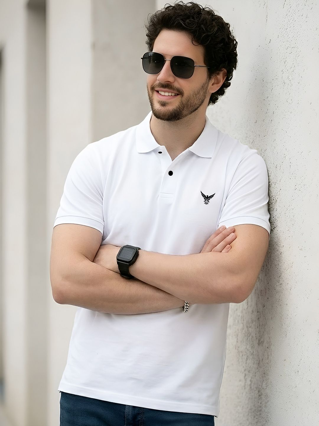 THE BEETEL HOUSE Men Printed Polo Collar T-shirt