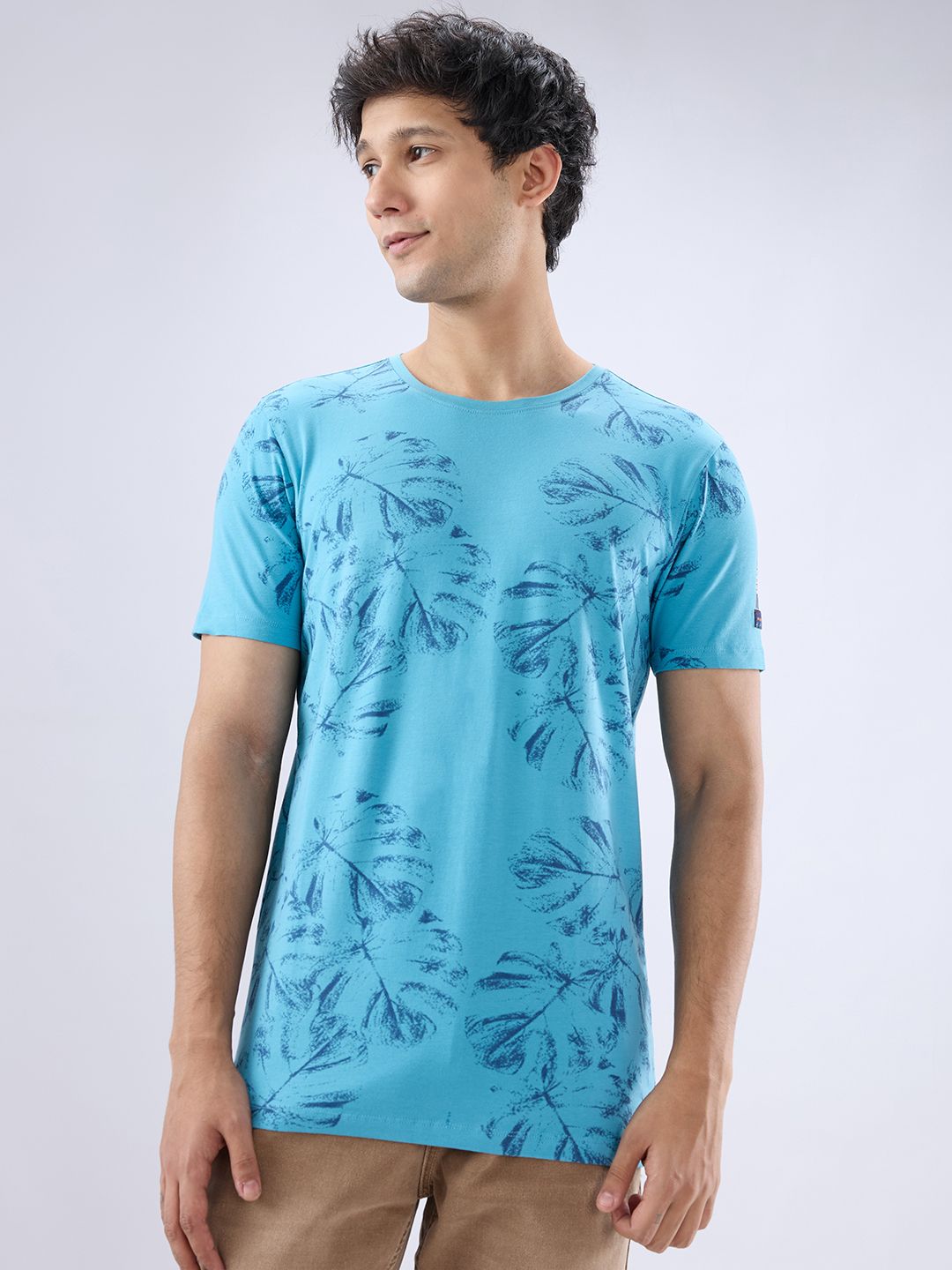 SPYKAR Abstract Printed Slim Fit Cotton Casual T-Shirt