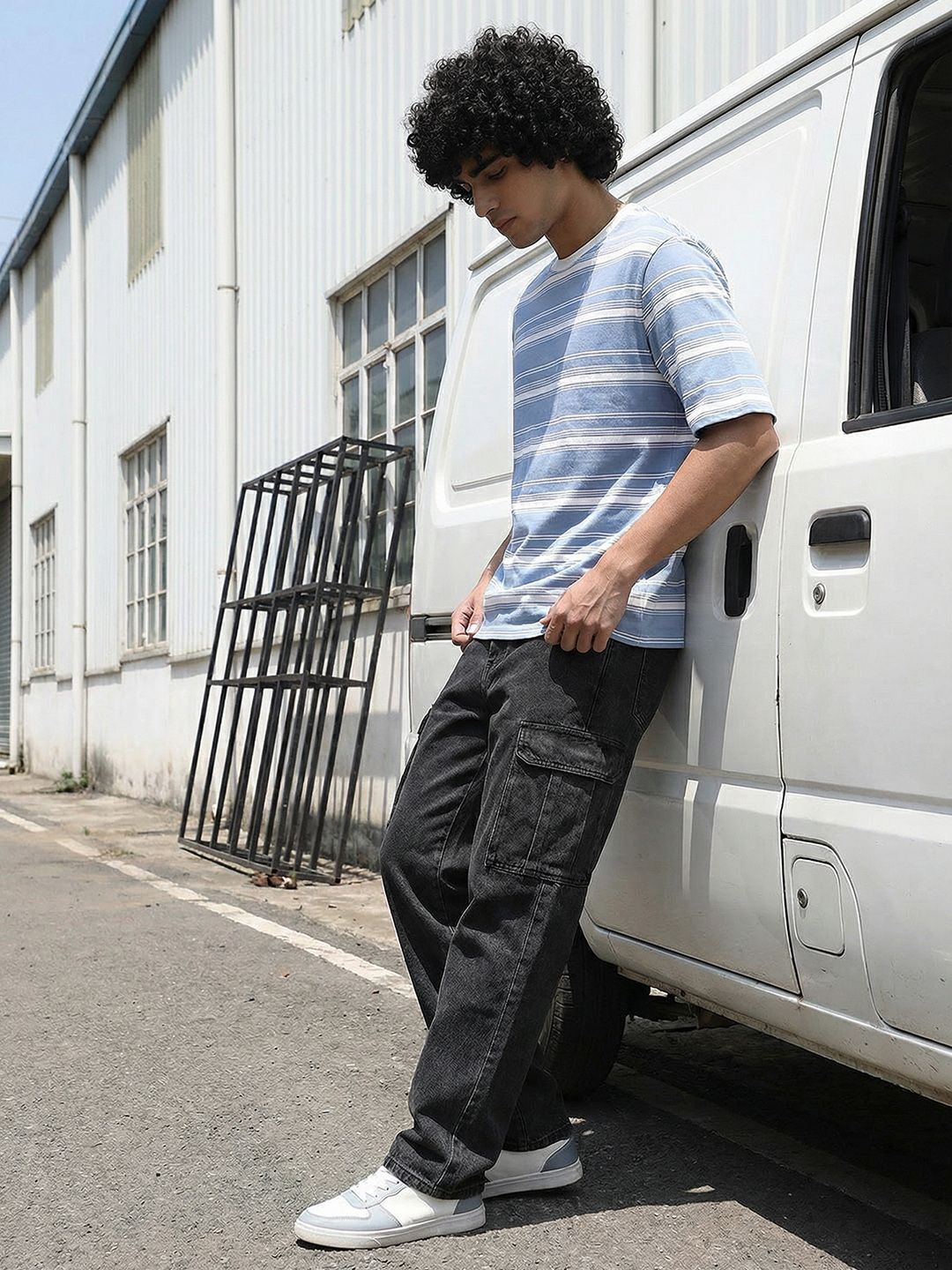 The Roadster Lifestyle Co. Striped Oversized T-shirt