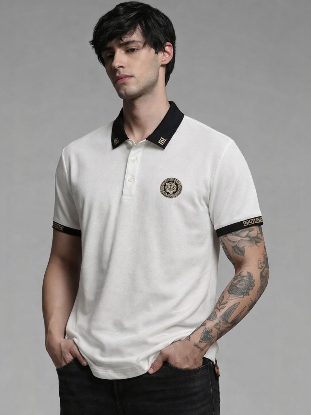 COMBRAIDED Men Polo Collar T-shirt