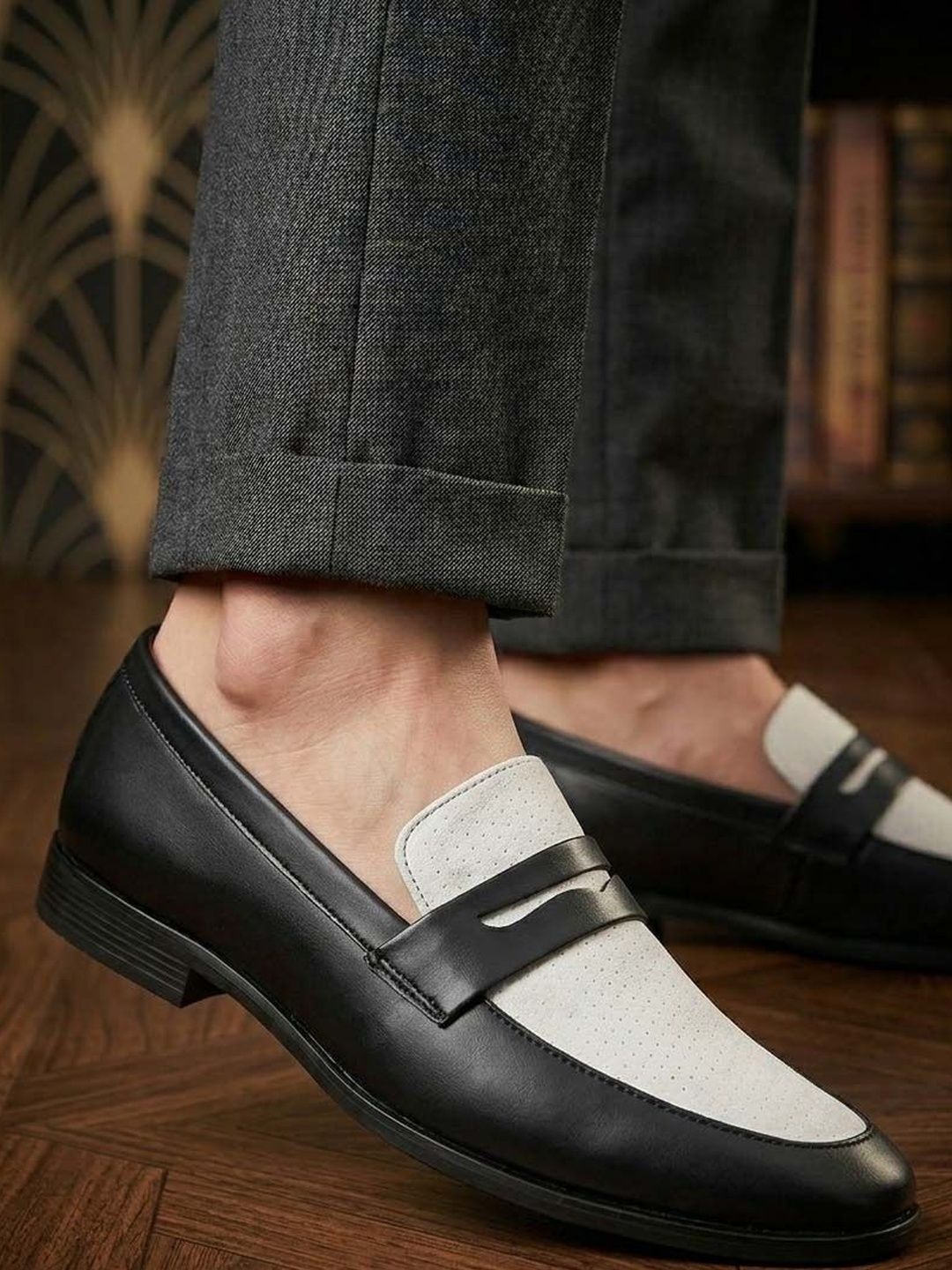 HERE&NOW Men Round Toe Slip-On Loafers Formal Shoes
