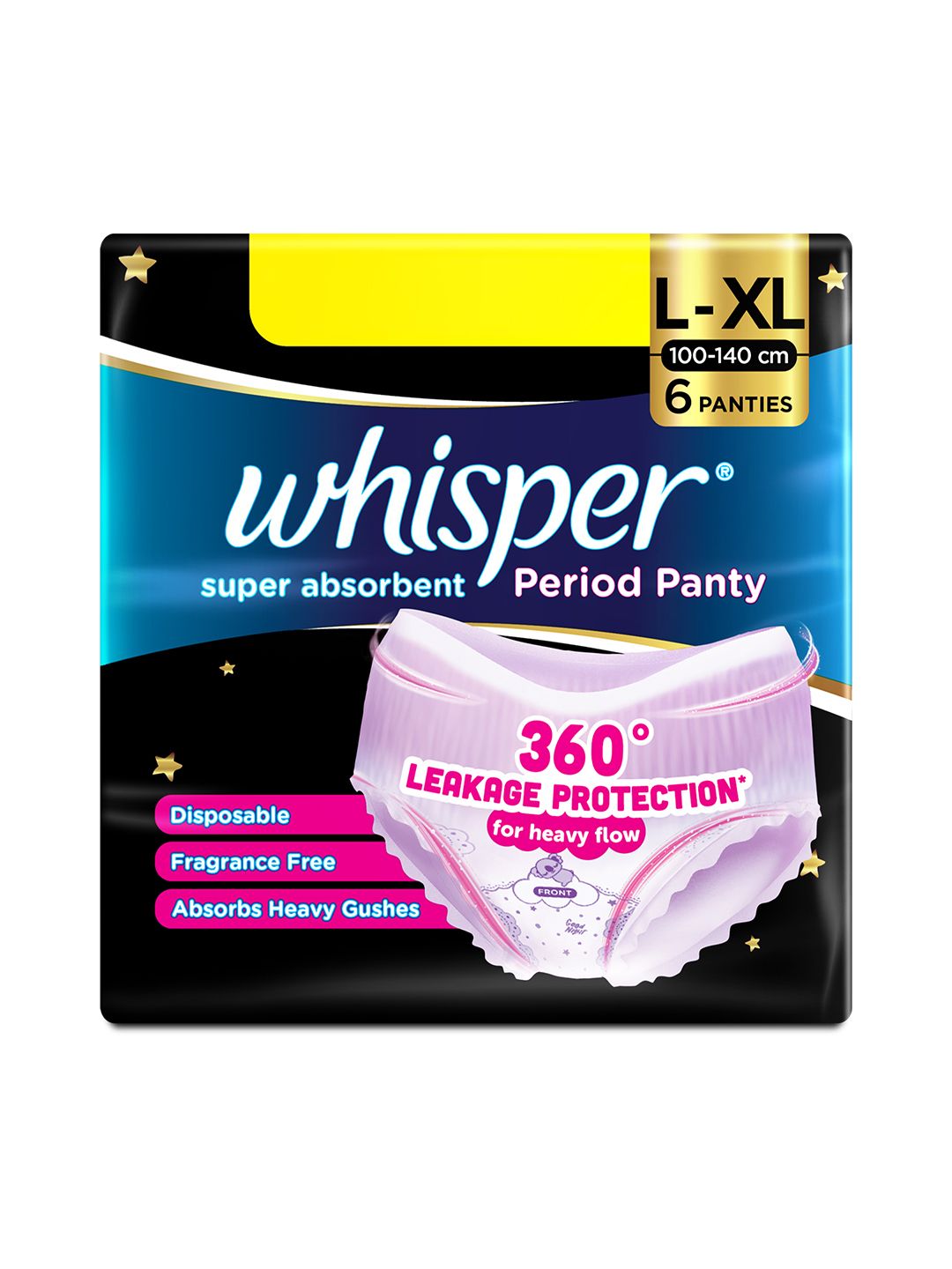 Whisper Whisper Super Absorbent Period Panty - 6 L-XL Pants