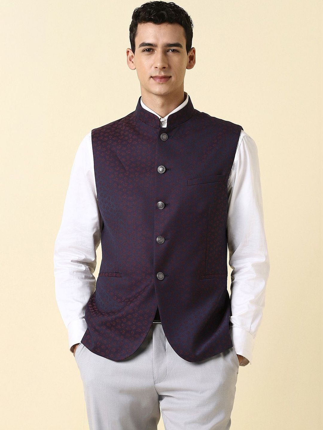 Allen Solly Printed Woven Nehru Jackets