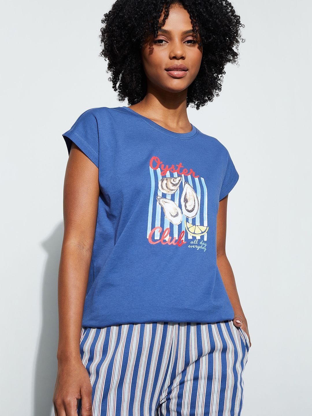 Ginger by Lifestyle Printed Cotton Round Neck Lounge T-Shirt