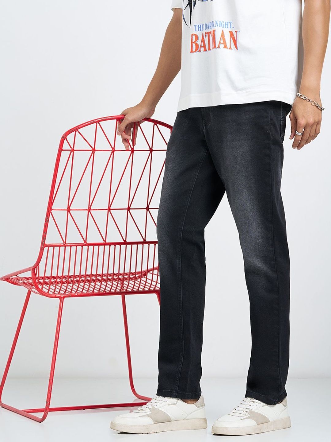 SF JEANS by Pantaloons Charcoal Faded Jeans