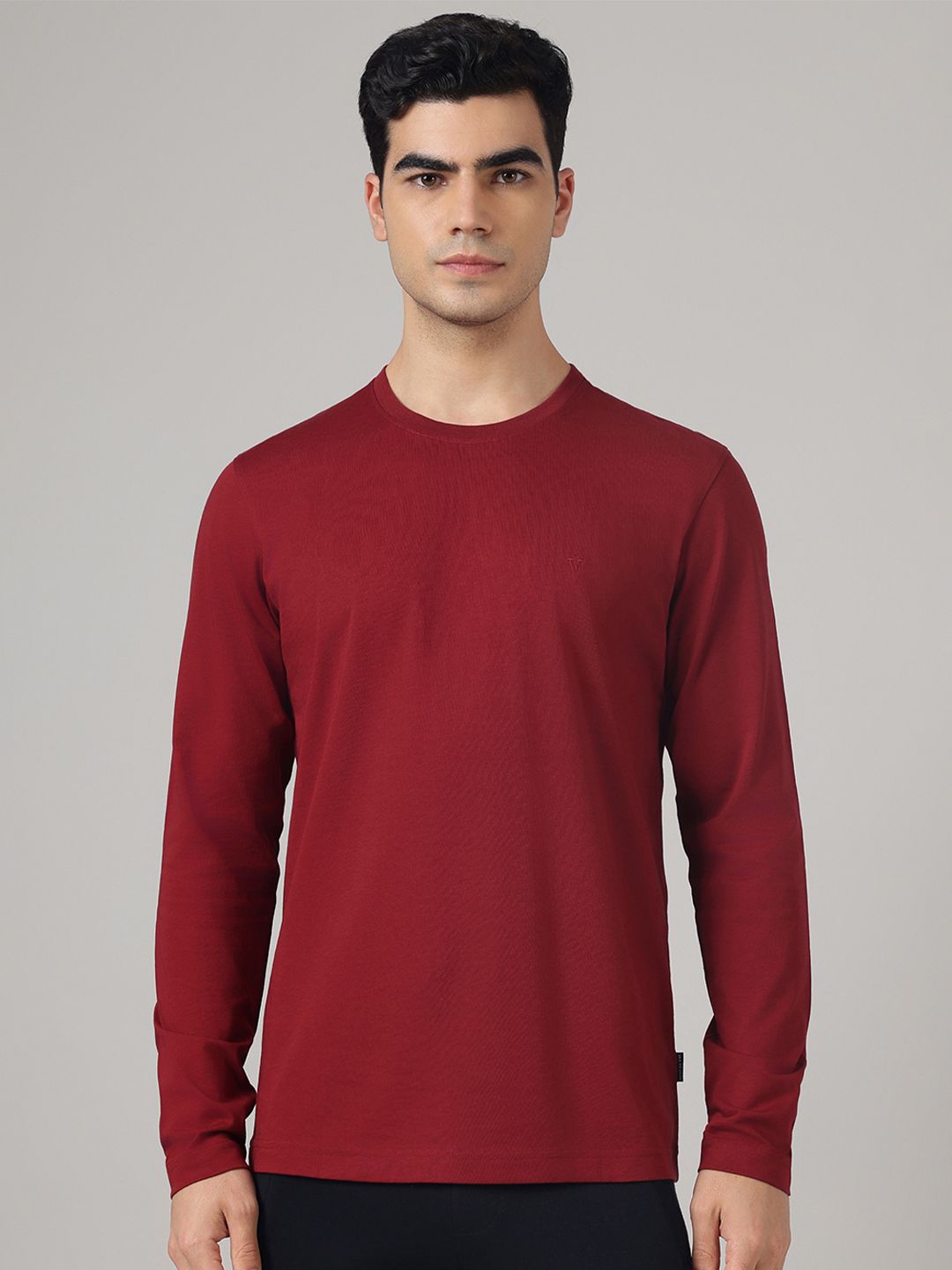 Van Heusen Innerwear Men Solid Regular Fit Round Neck Full Sleeves Lounge Tshirt