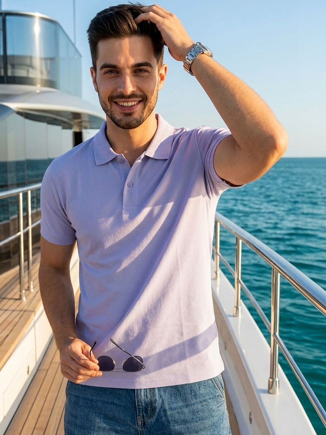 CLOUD COTTON Men Polo Collar T-shirt