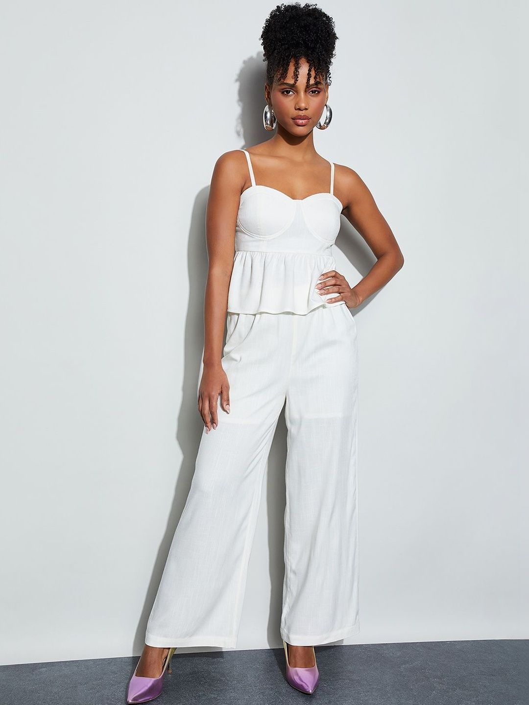 Buy Ginger by Lifestyle Off White Solid Viscose Rayon Tops - Tops