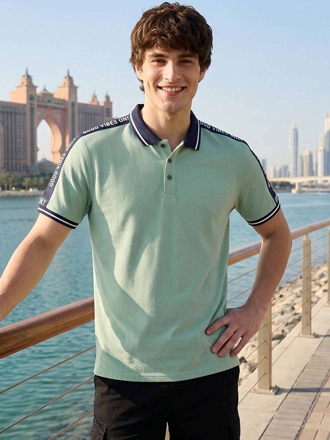 STEVE STATUS Men Polo Collar T-shirt