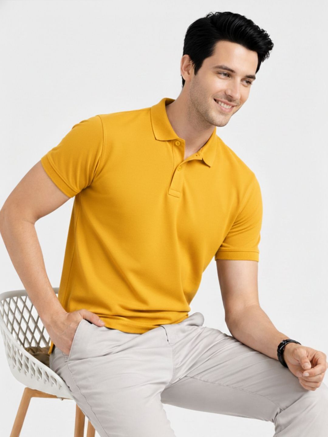 KAVYARA Men Polo Collar T-shirt