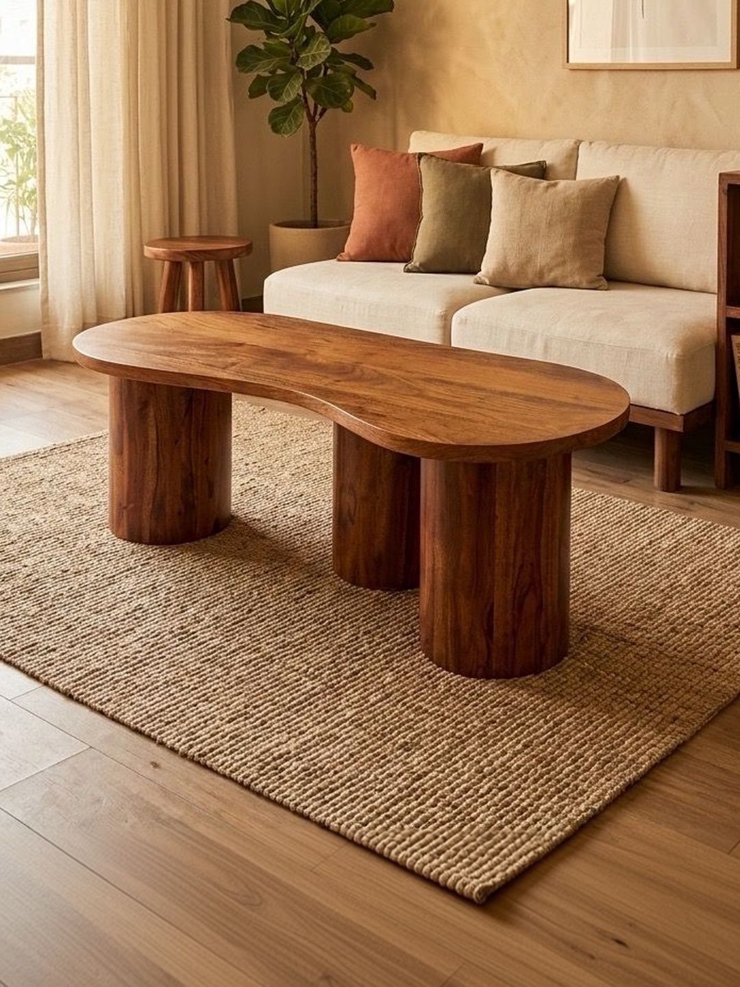 THEGASBH THEGASBH Brown Abstract Shaped Coffee Table