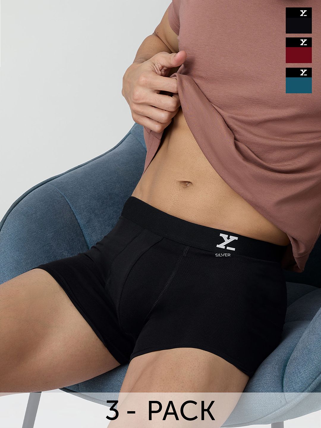 XYXX Men Pack Of 3 Aero Super Combed Cotton Trunks XYTRNK3PCKN540