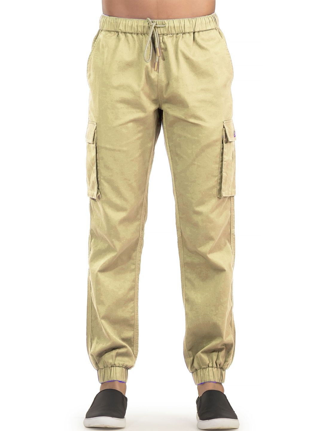 BELANO BELANO Men Regular Fit Beige Cargo Jogger Trousers