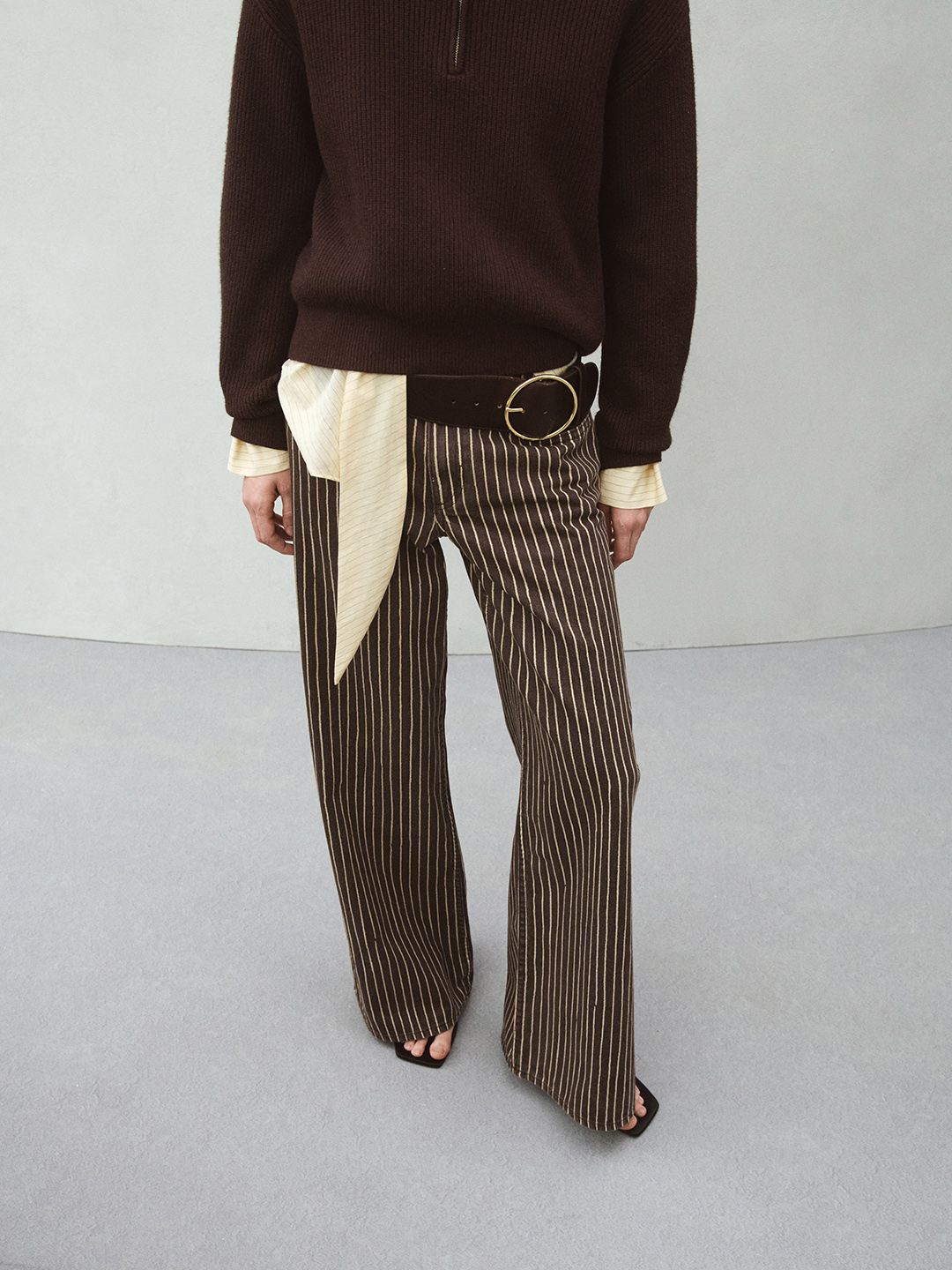 Regular Fit Striped Mid-Rise Pure Cotton Jeans
