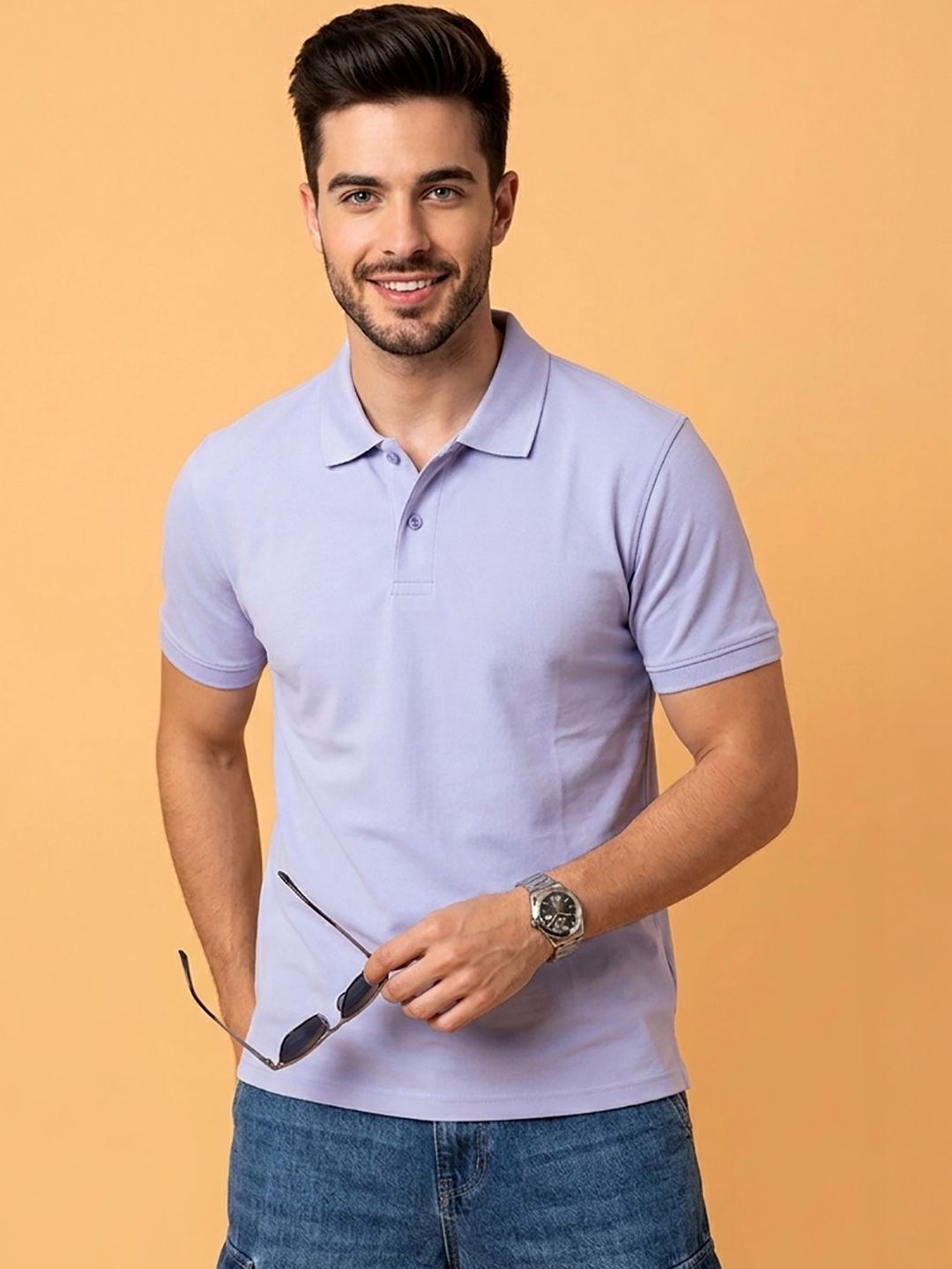 CLOUD COTTON Men Polo Collar T-shirt