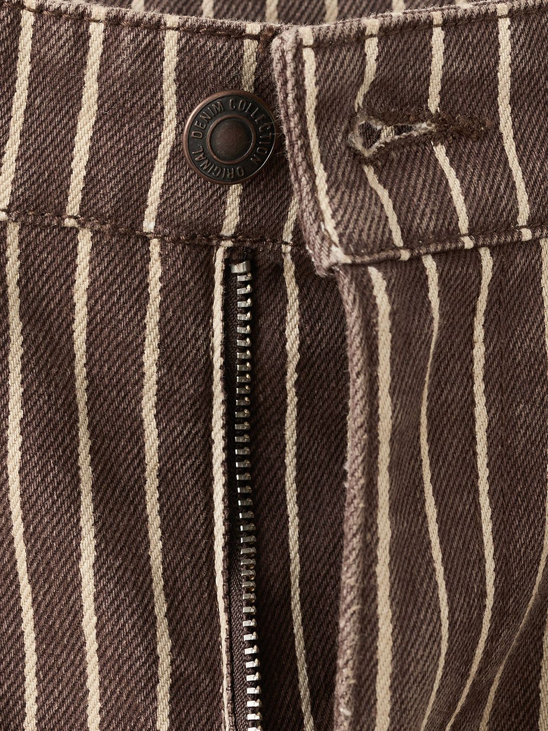 Regular Fit Striped Mid-Rise Pure Cotton Jeans