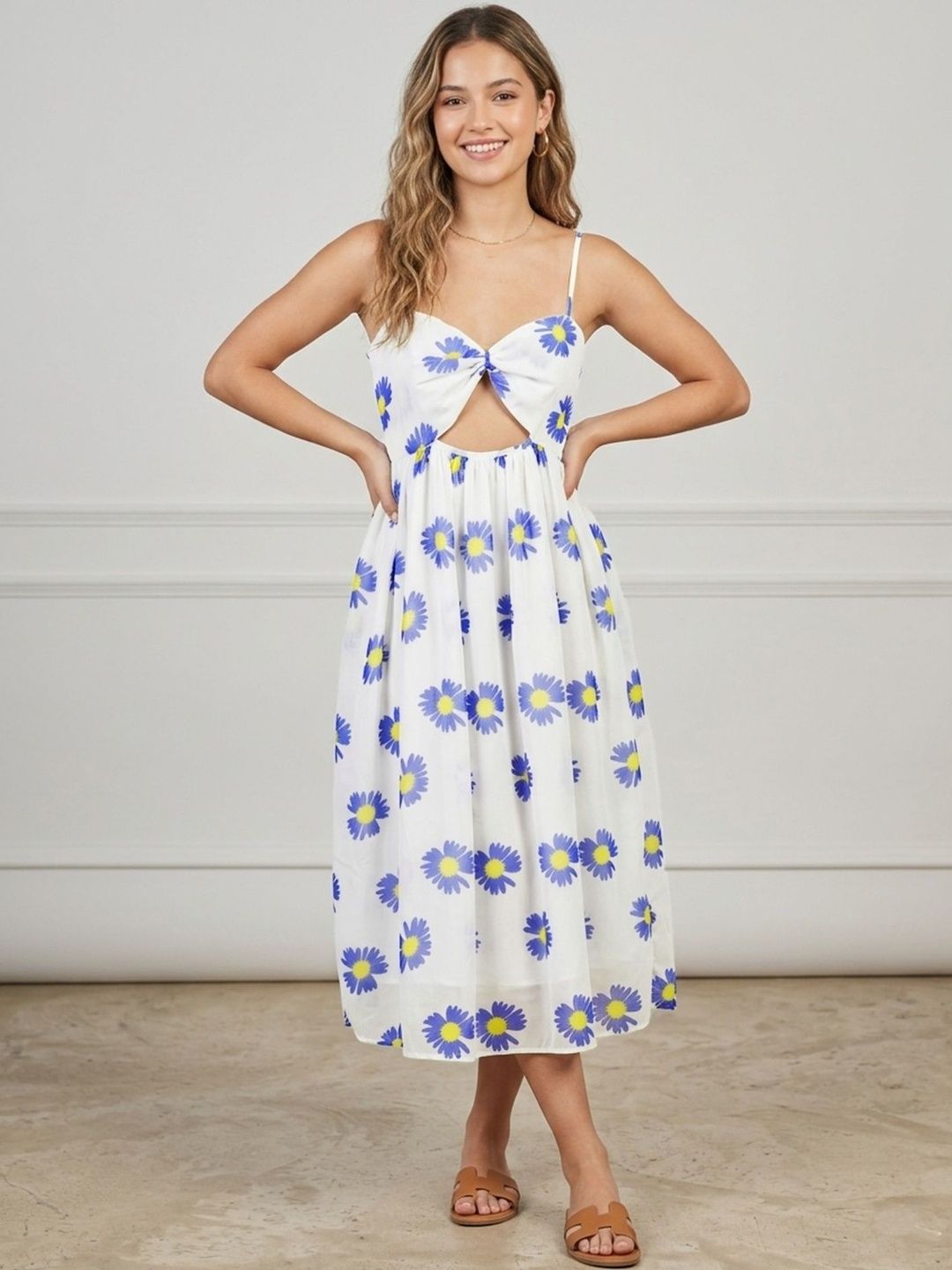 Buy Zumlaa Women's Printed Strappy Midi Dress - Dresses for Women